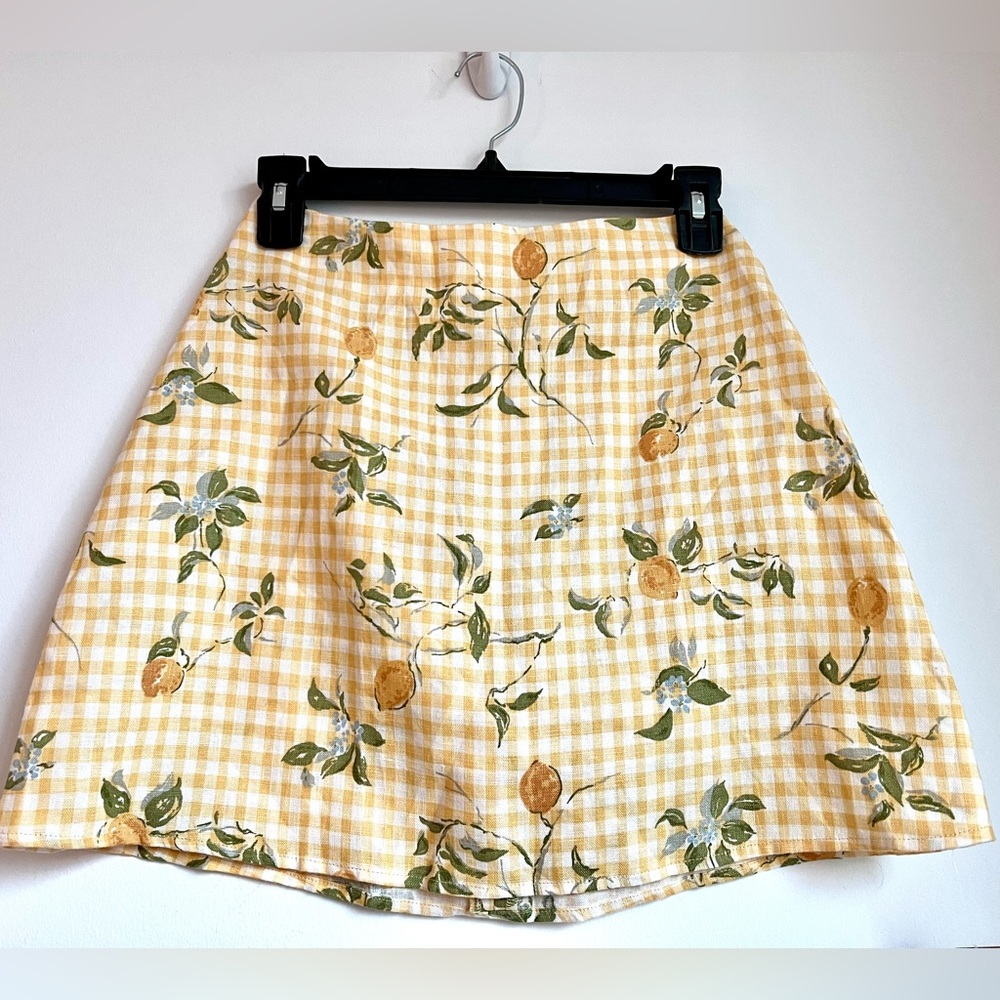 🍋 New reformation positano lemon prints linen skirt 2